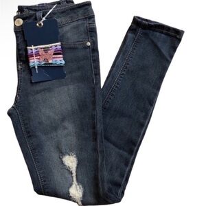 Blue Spice Girls Skinny Distressed Jeans Size 8